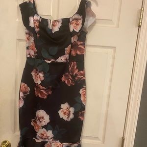 Floral off-shoulder cocktail dress